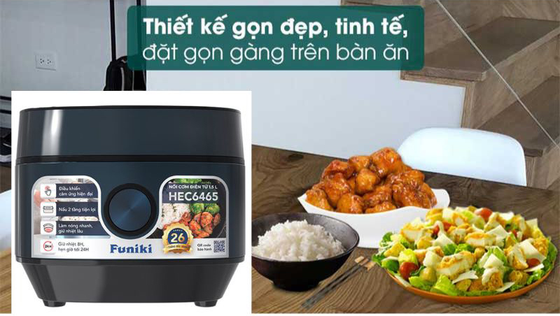 Nồi cơm điện tử 1.5L Funiki HEC6465 - Hàng chính hãng