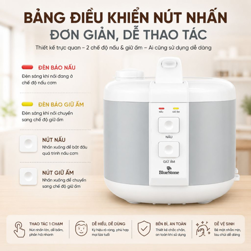 Nồi cơm điện nắp gài BlueStone RCB-5539 - Hàng chính hãng