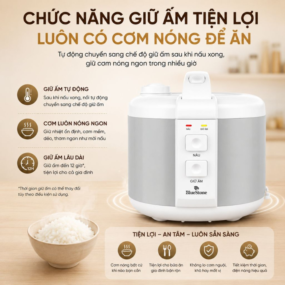Nồi cơm điện nắp gài BlueStone RCB-5539 - Hàng chính hãng
