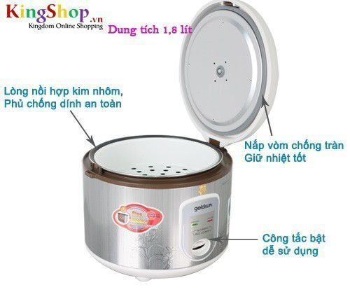 Nồi cơm điện nắp gài Goldsun ARC-180GD - Hàng chính hãng