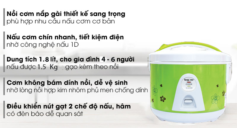 Nồi cơm điện nắp gài Kojine KJ-8186 - Hàng chính hãng