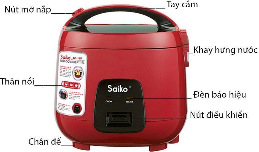 Nồi cơm điện nắp gài Saiko RC-1809T - Hàng chính hãng