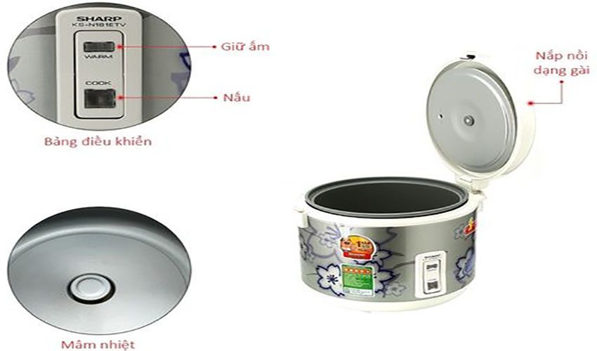 Nồi cơm điện nắp gài Sharp KS-N181ETV-SL - Hàng chính hãng