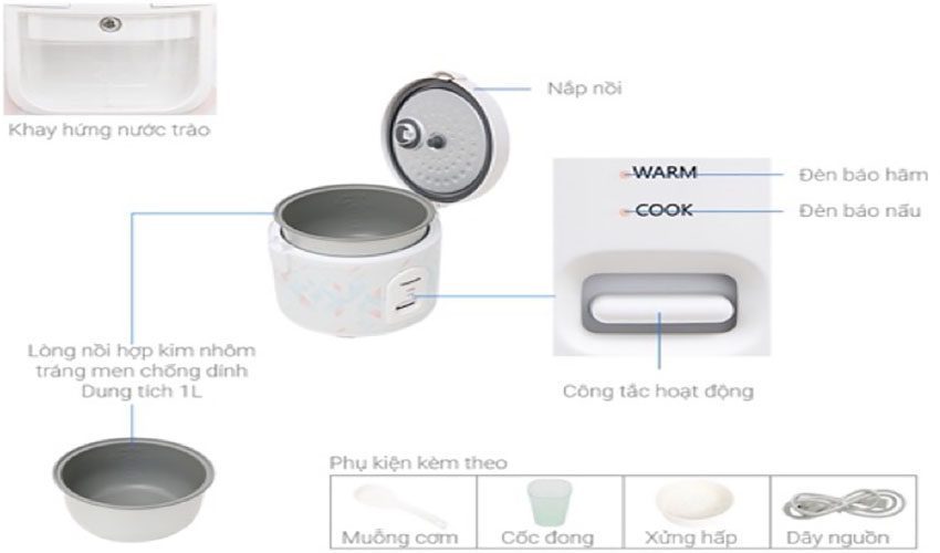 Nồi cơm điện nắp gài Toshiba RC-10JH1NV(P) - Hàng chính hãng