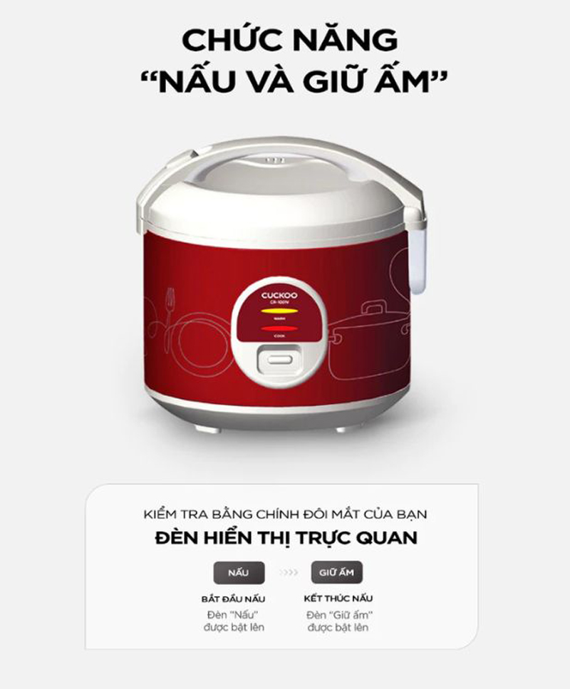 Nồi cơm nắp gài Cuckoo 1.8 lít CR-1001V - Hàng chính hãng