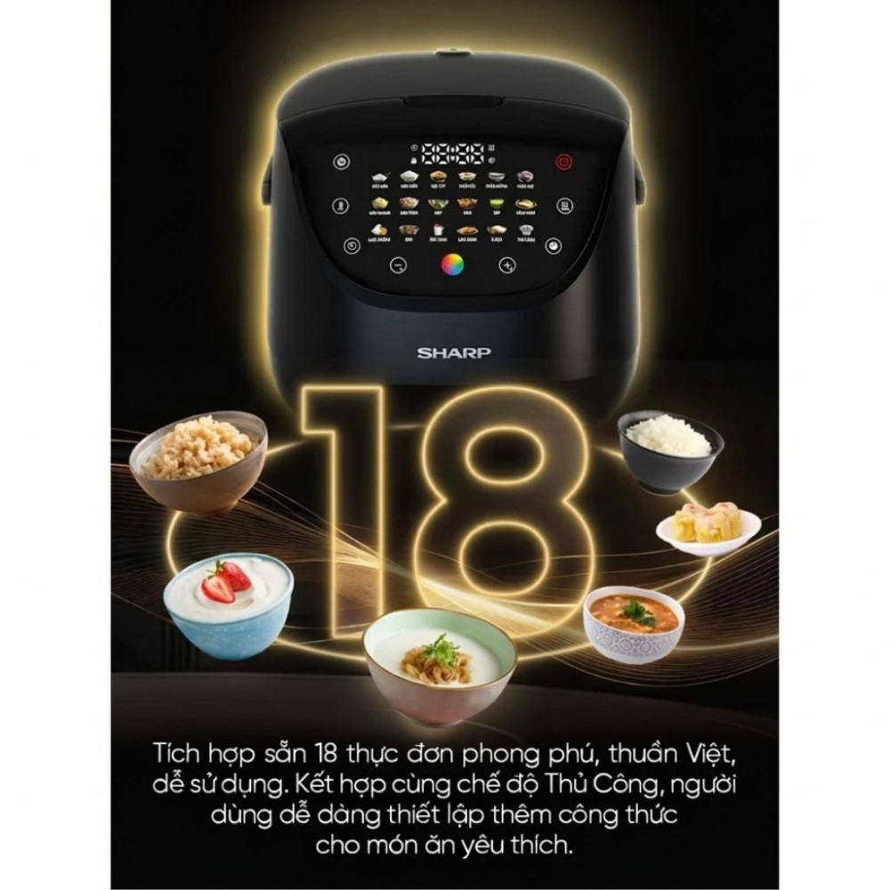 Nồi cơm điện tử Sharp KS-COM1893CIB-BK - Hàng chính hãng