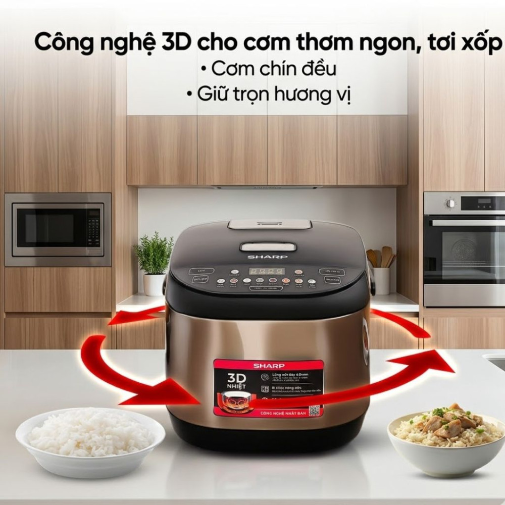 Nồi cơm điện tử Sharp 1.8 lít KS-TH18E2O-RS - Hàng chính hãng