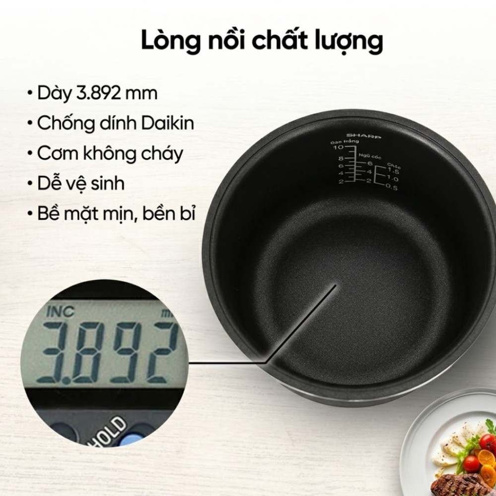 Nồi cơm điện tử Sharp 1.8 lít KS-TH18E2O-RS - Hàng chính hãng