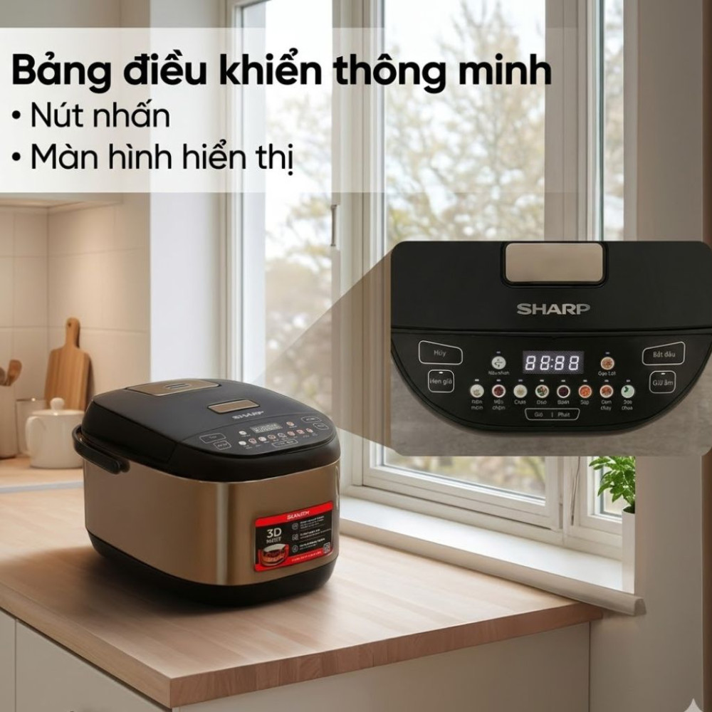 Nồi cơm điện tử Sharp 1.8 lít KS-TH18E2O-RS - Hàng chính hãng