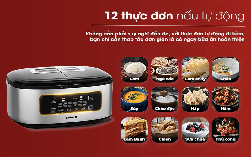 Nồi cơm điện tử 2 ngăn Sharp KN-TC50VN-SL - Hàng chính hãng