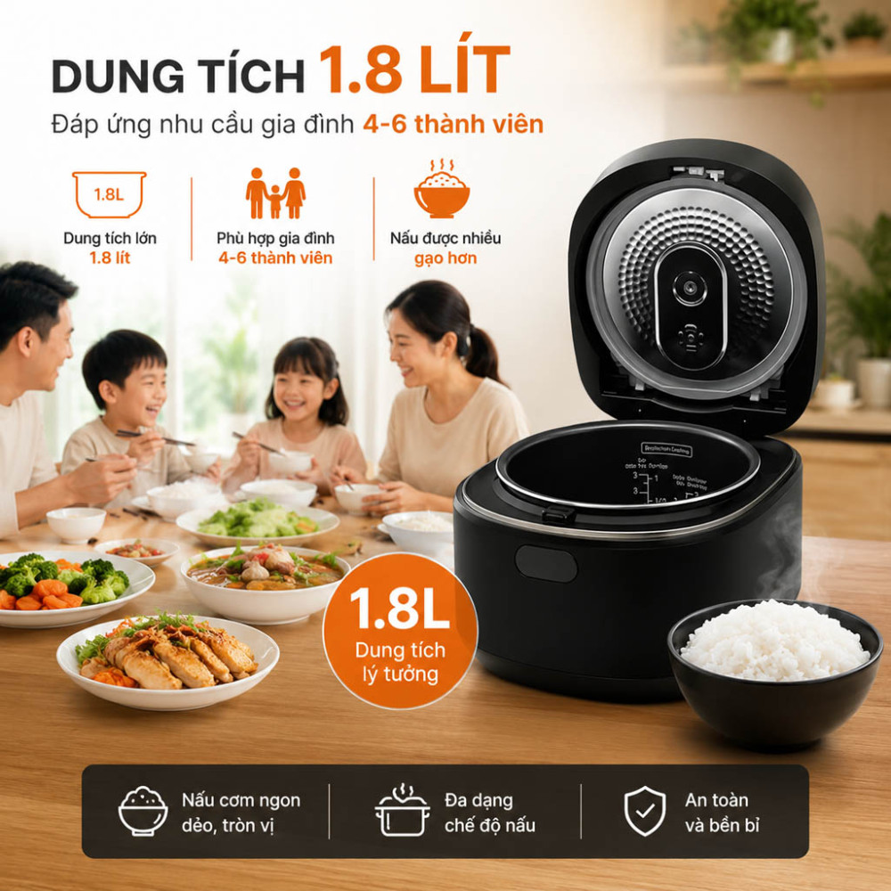 Nồi cơm điện tử Panasonic 1.8 lít SR-DM184KRA - Hàng chính hãng