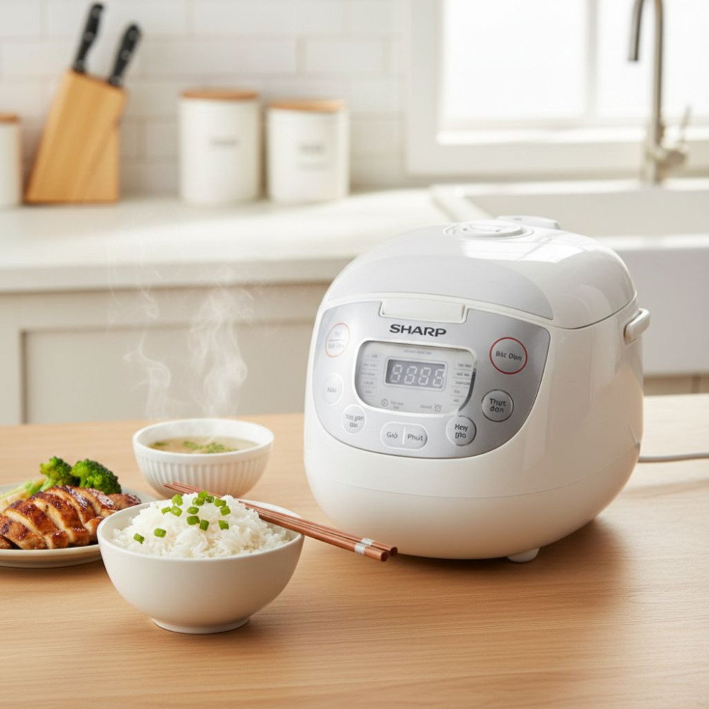 Nồi cơm điện tử Sharp KS-COM195HV-WH - Hàng chính hãng