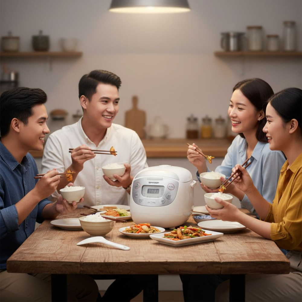 Nồi cơm điện tử Sharp KS-COM195HV-WH - Hàng chính hãng