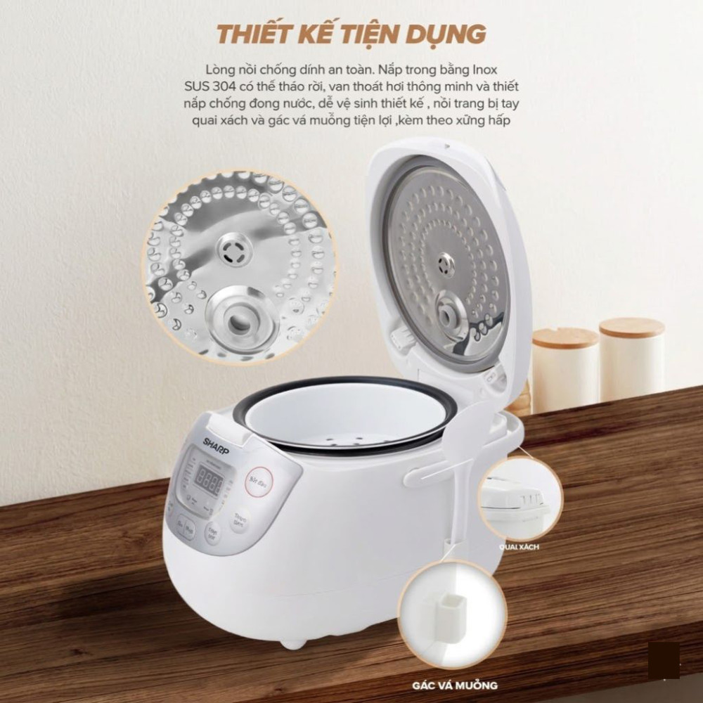Nồi cơm điện tử Sharp KS-COM195HV-WH - Hàng chính hãng