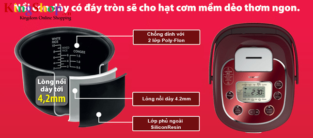 Nồi cơm điện tử Sharp KS-TH18-WH - Dung tích 1.8L - Hàng chính hãng