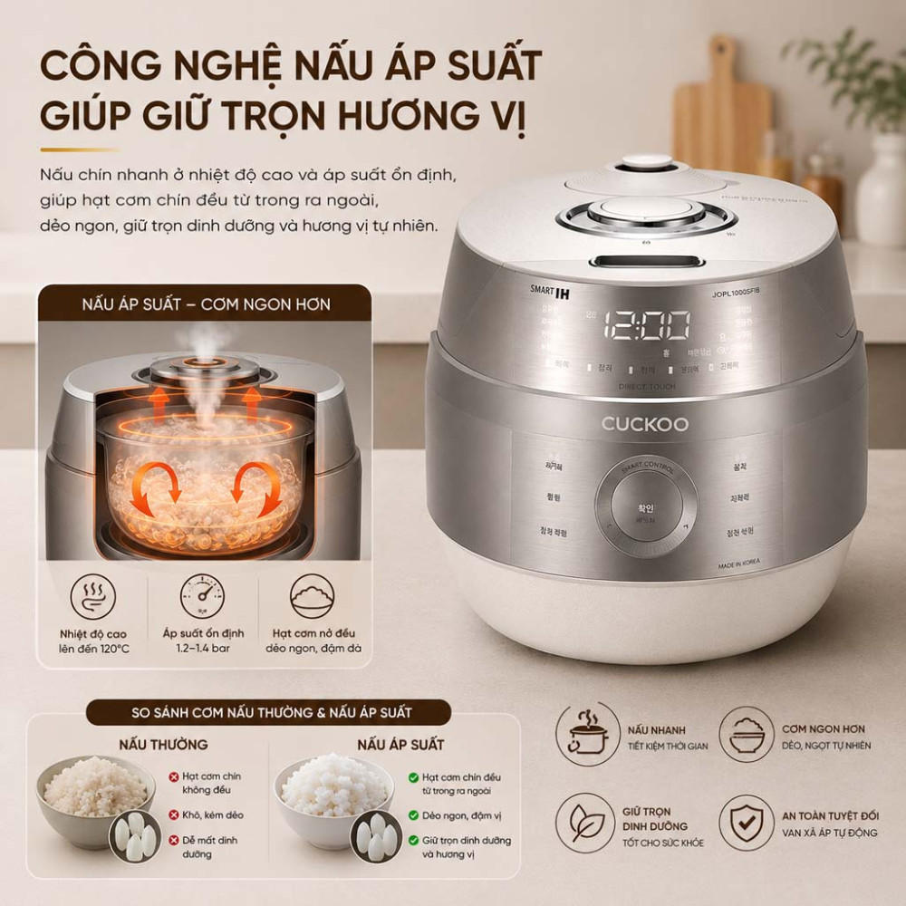 Nồi cơm điện tử áp suất cao tần Cuckoo CRP-JHPNL1010GPS - Hàng chính hãng