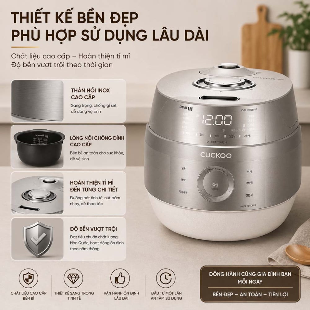 Nồi cơm điện tử áp suất cao tần Cuckoo CRP-JHPNL1010GPS - Hàng chính hãng