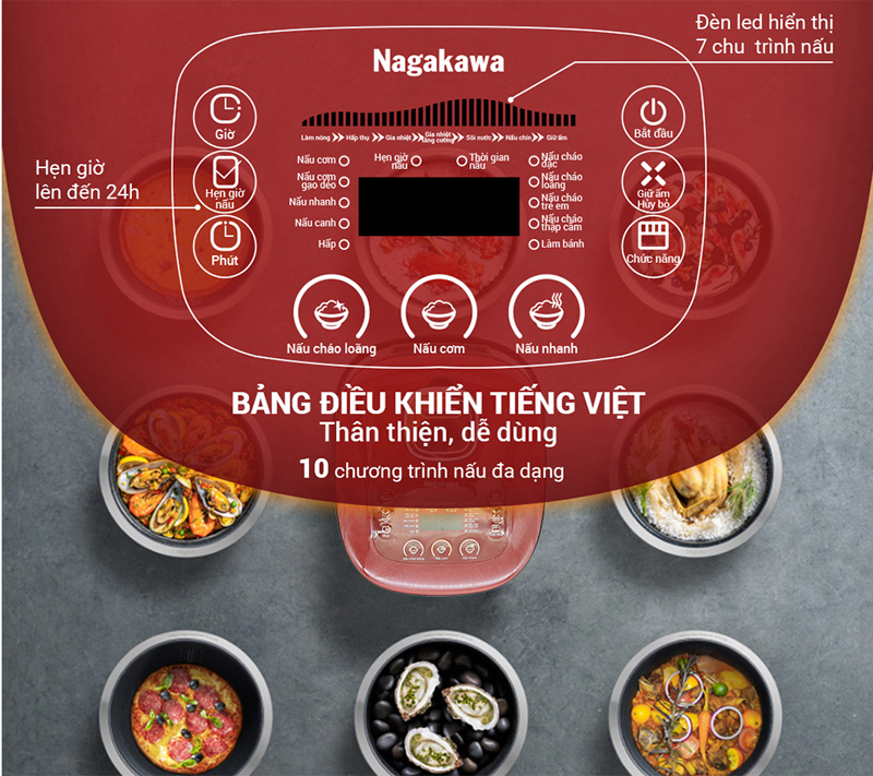Nồi cơm điện tử 1.8L Nagakawa NAG0135 - Hàng chính hãng