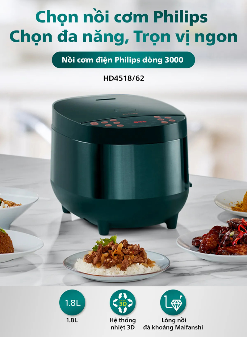 Nồi cơm điện tử Philips HD4518/62  - Hàng chính hãng