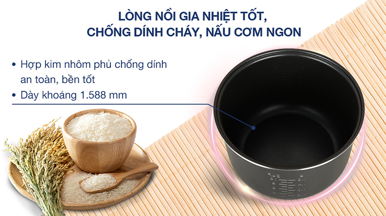 Nồi cơm điện nắp gài Panasonic 1.8 lít SR-MVN18FRAX - Hàng chính hãng