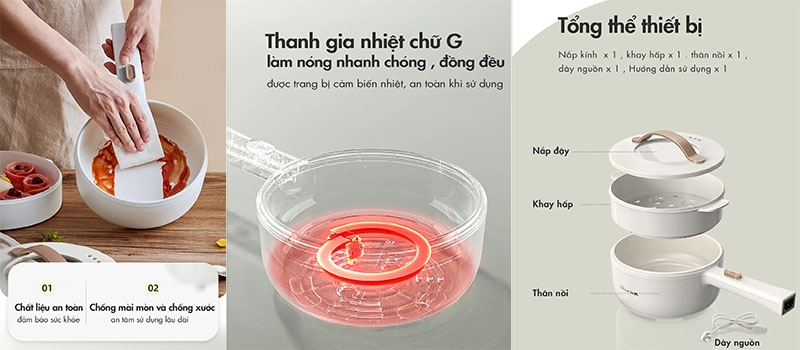 Nồi điện đa năng Bear DRG-E15F2 - Hàng chính hãng