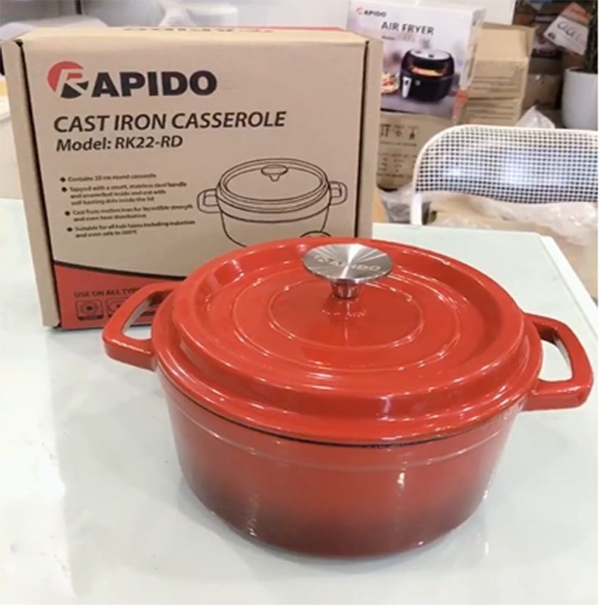 Nồi gang đúc 22cm Rapido RK22-RD - Hàng chính hãng