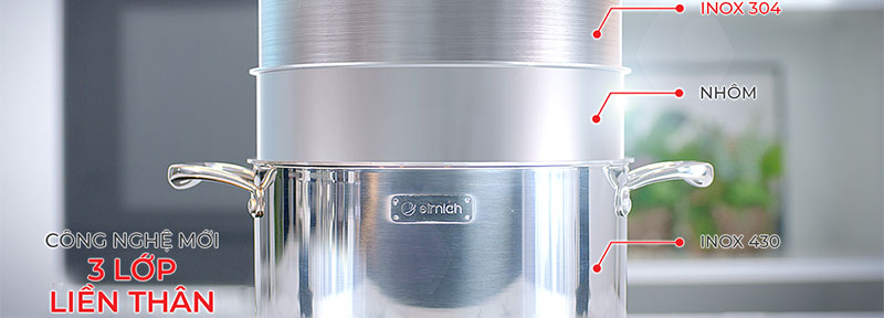 Nồi inox 3 lớp cao cấp đáy liền Elmich Trimax XS EL3749 size 26cm - Hàng chính hãng