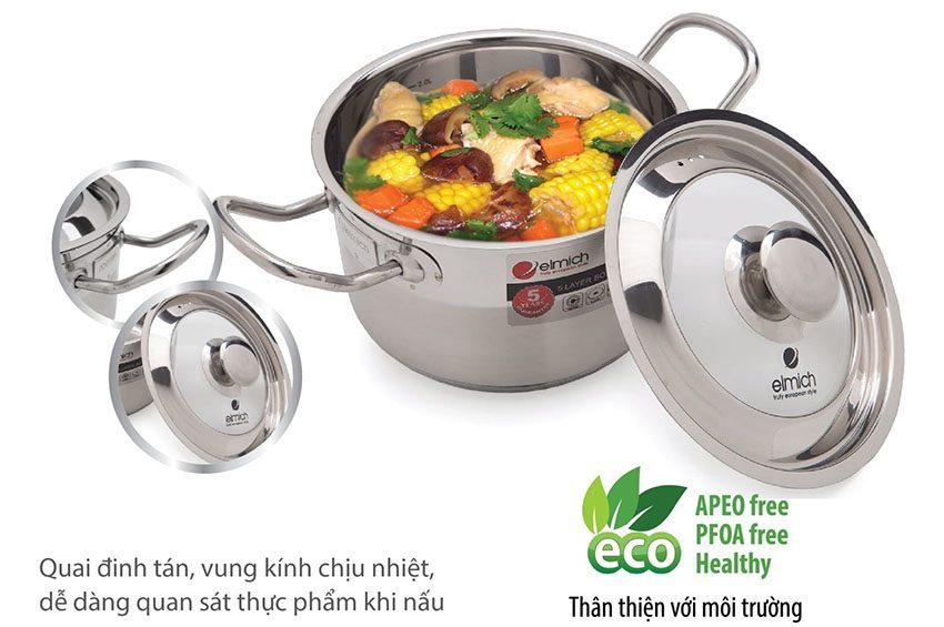 Nồi inox 304 Luxor Elmich 2355284-18cm - Hàng chính hãng