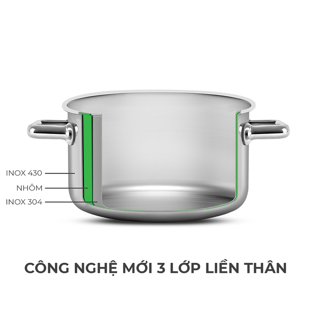 Nồi inox liền khối Elmich Trimax ECO EL-3997 size 28cm - Hàng chính hãng
