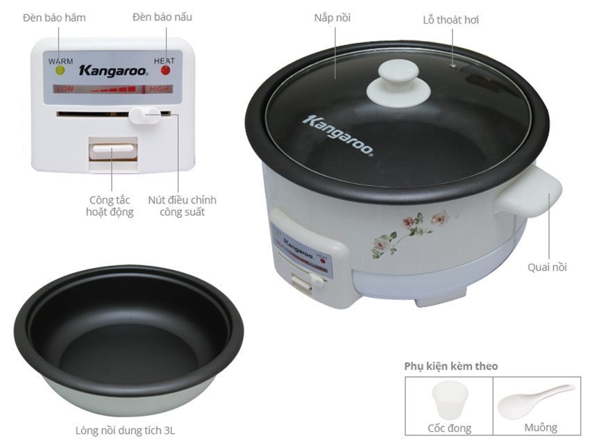 Nồi lẩu điện Kangaroo KG 800 - Hàng chính hãng