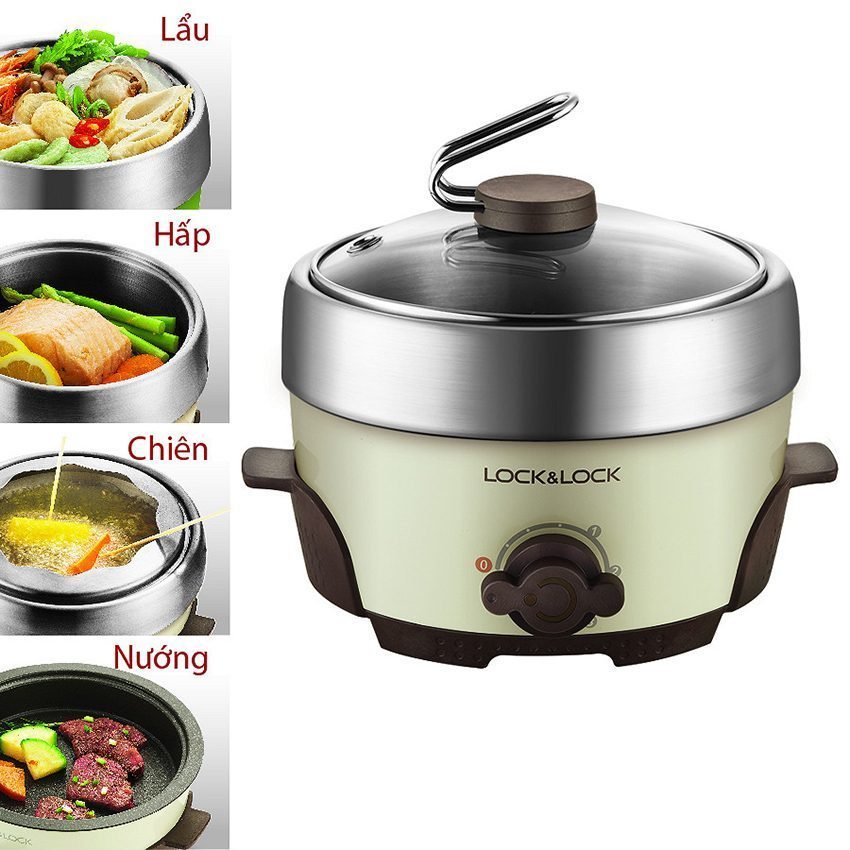 Nồi lẩu điện đa năng mini Lock&Lock EJP111IVY - Hàng chính hãng