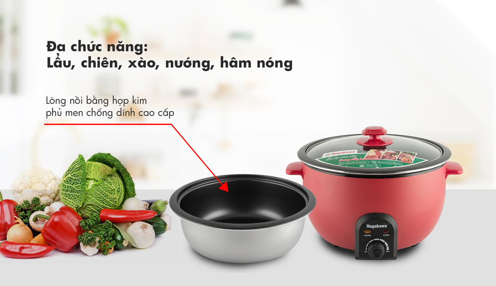 Nồi lẩu điện đa năng Nagakawa NAG1904 (3,5 lít) - Hàng chính hãng