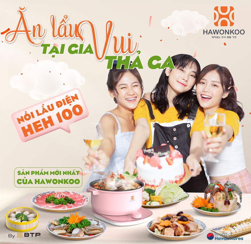 Nồi lẩu điện Hawonkoo HEH-100-PK - Hàng chính hãng