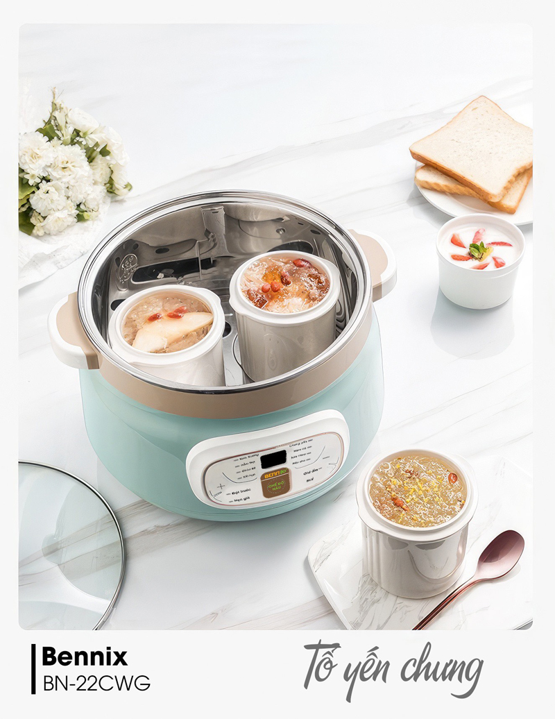Nồi nấu chậm đa năng Bennix BN-22CWG - Hàng chính hãng