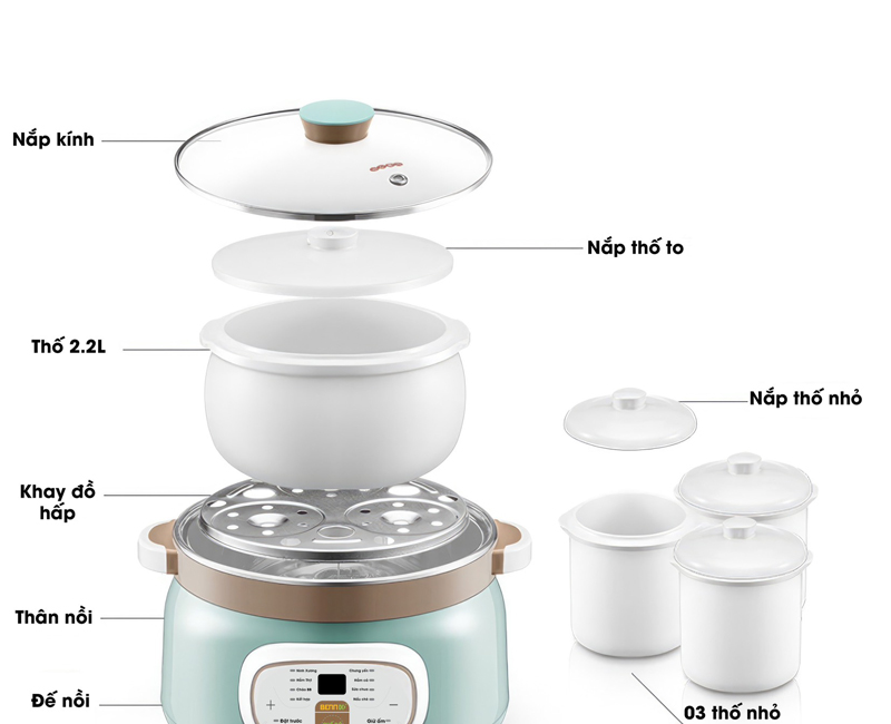 Nồi nấu chậm đa năng Bennix BN-22CWG - Hàng chính hãng