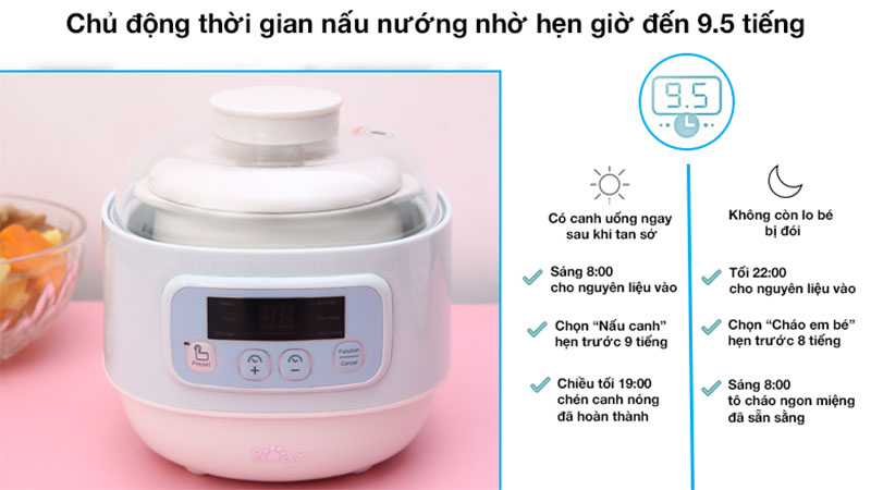 Nồi nấu chậm đa năng Bear DDZ-A08G2 - Hàng chính hãng