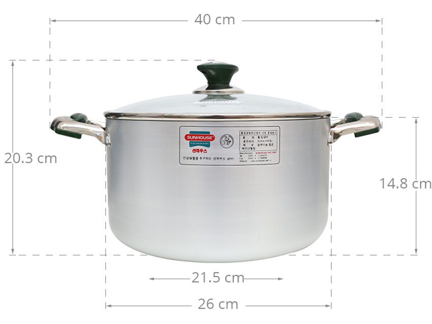Nồi nhôm Anod Sunhouse SHG 88-26S  - Hàng chính hãng