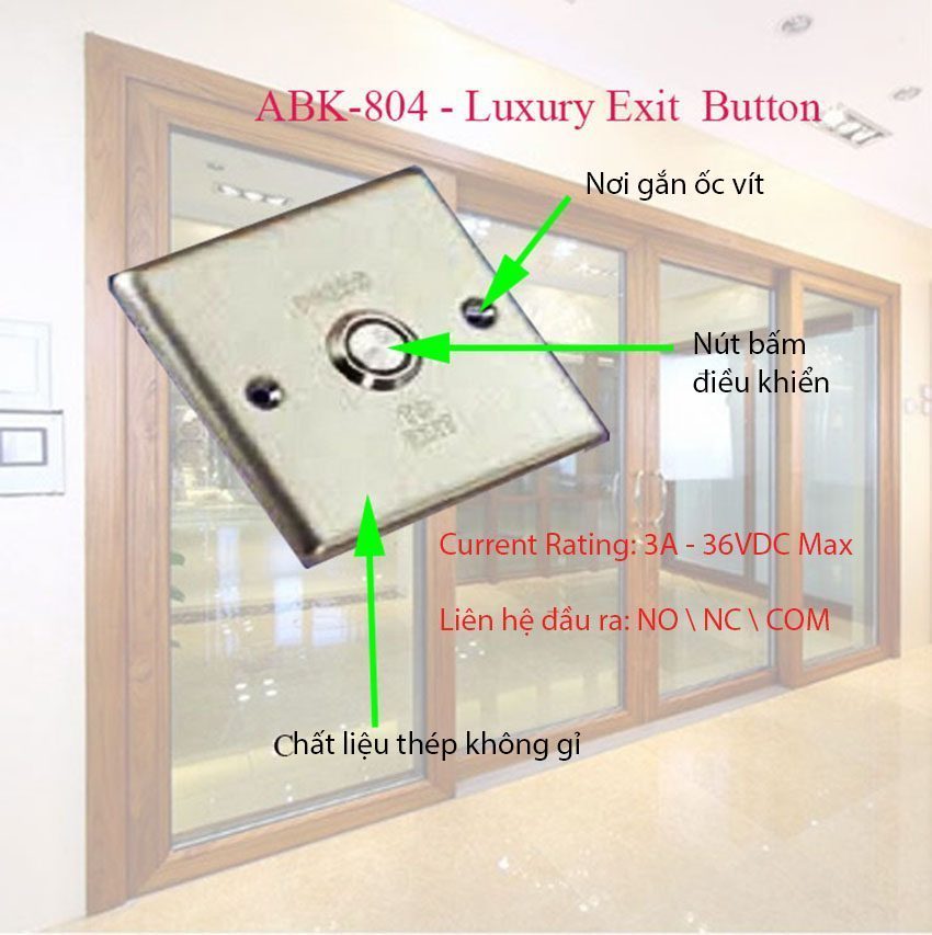 Nút bấm mở cửa Luxury Exit Button Soyal ABK-804 - Hàng chính hãng