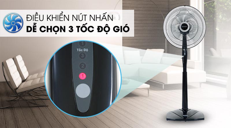 Quạt đứng có điều khiển Sharp PJ-S40RV-DG - Hàng chính hãng