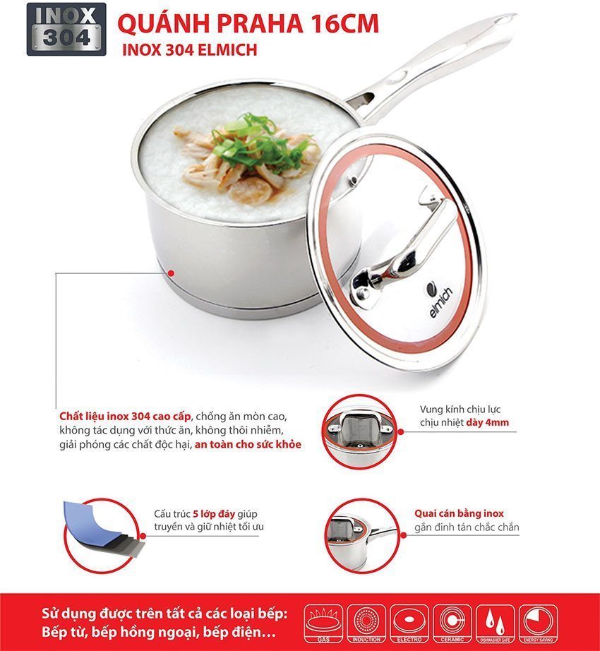 Quánh inox Praha Elmich EL3276 - Hàng chính hãng