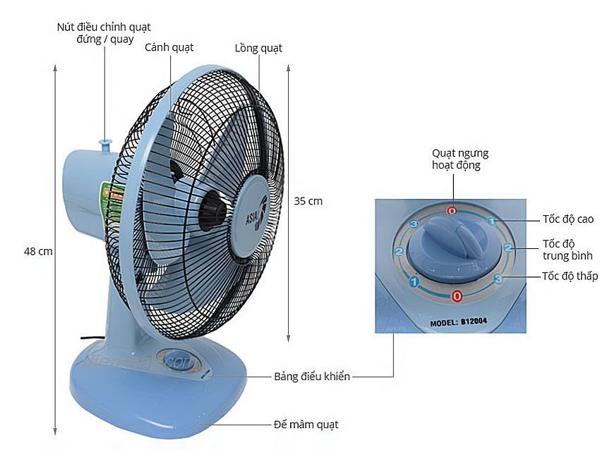 Quạt bàn Asia B12004 - Hàng chính hãng
