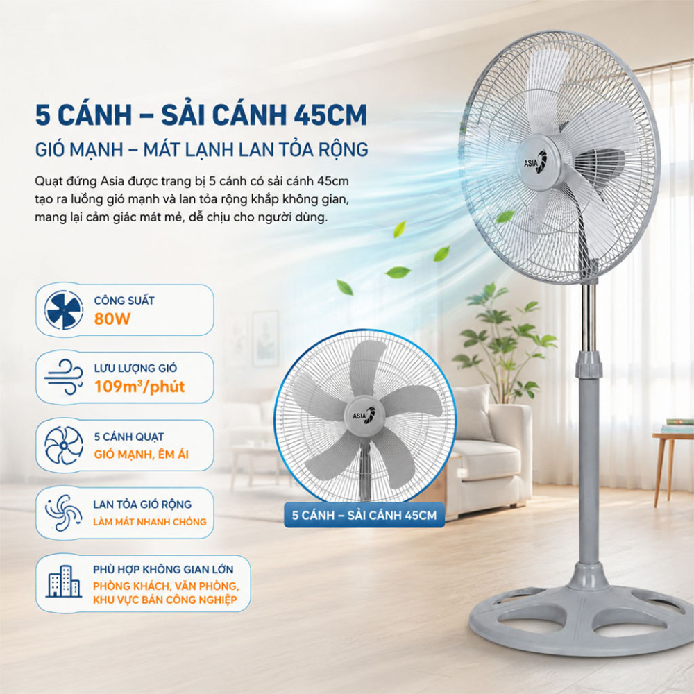 Quạt đứng Asia VY589790 - Hàng chính hãng