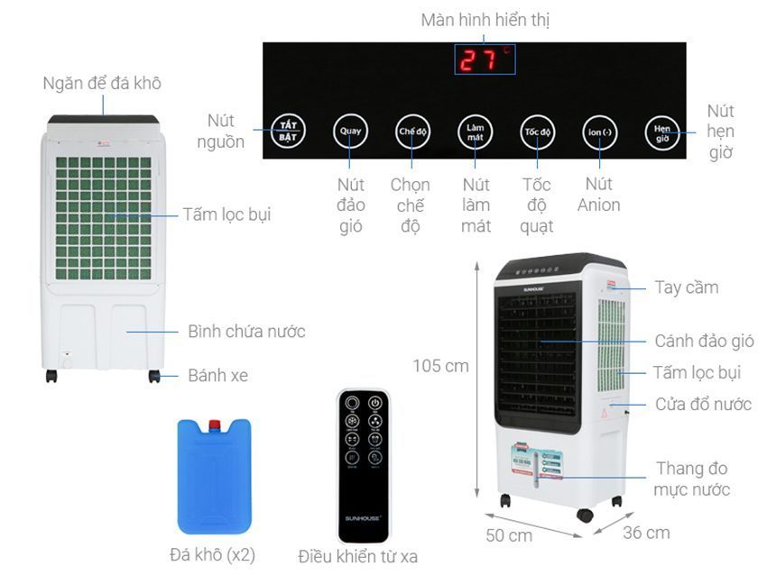 Máy làm mát không khí Sunhouse SHD7727 - Hàng chính hãng