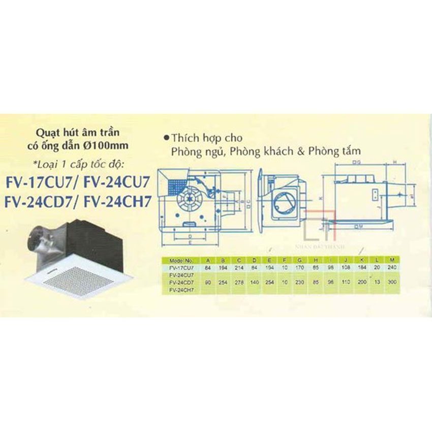 Quạt hút âm trần Panasonic FV-24CU7 - Hàng chính hãng