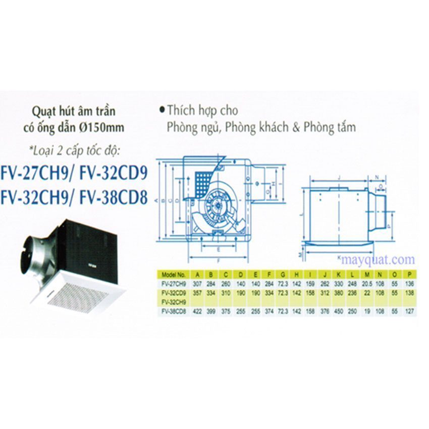 Quạt hút âm trần Panasonic FV-32CD9 - Hàng chính hãng
