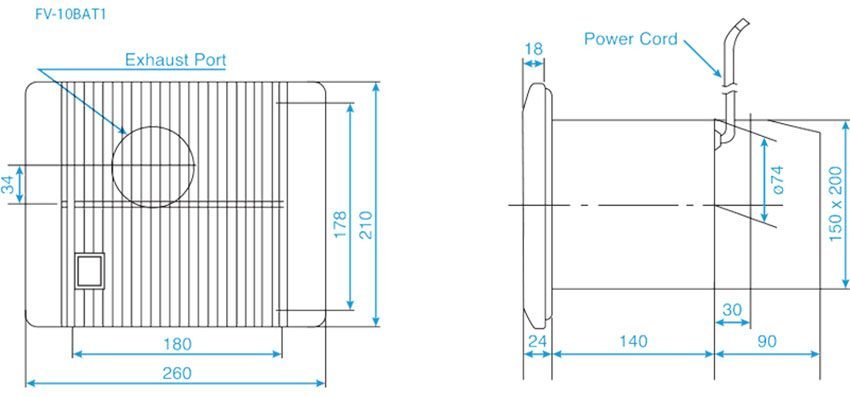 Quạt hút âm tường Panasonic FV-10BAT1 - Hàng chính hãng