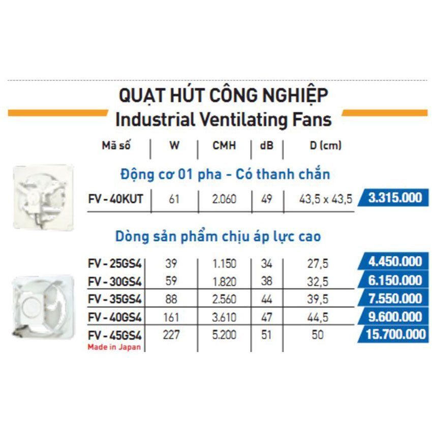 Quạt hút công nghiệp Panasonic FV-45GS4 - Hàng chính hãng