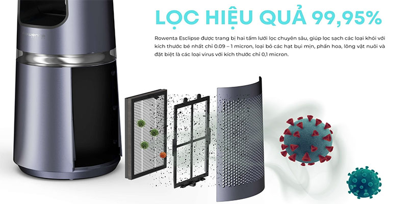 Quạt không cánh kèm lọc không khí Rowenta QU5030 - Hàng chính hãng