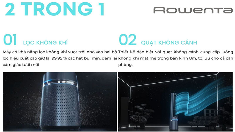 Quạt không cánh kèm lọc không khí Rowenta QU5030 - Hàng chính hãng
