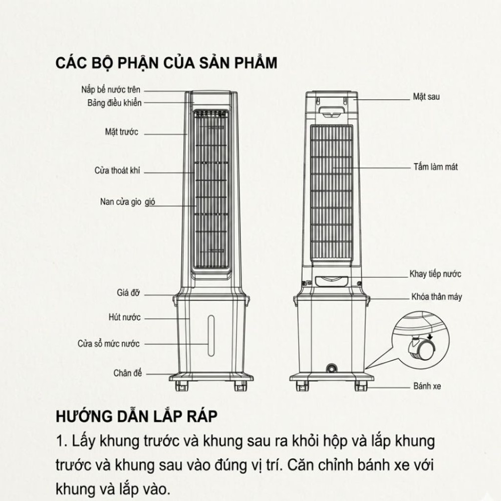 Quạt làm mát không khí hơi nước Fujihome AC-17N - Hàng chính hãng